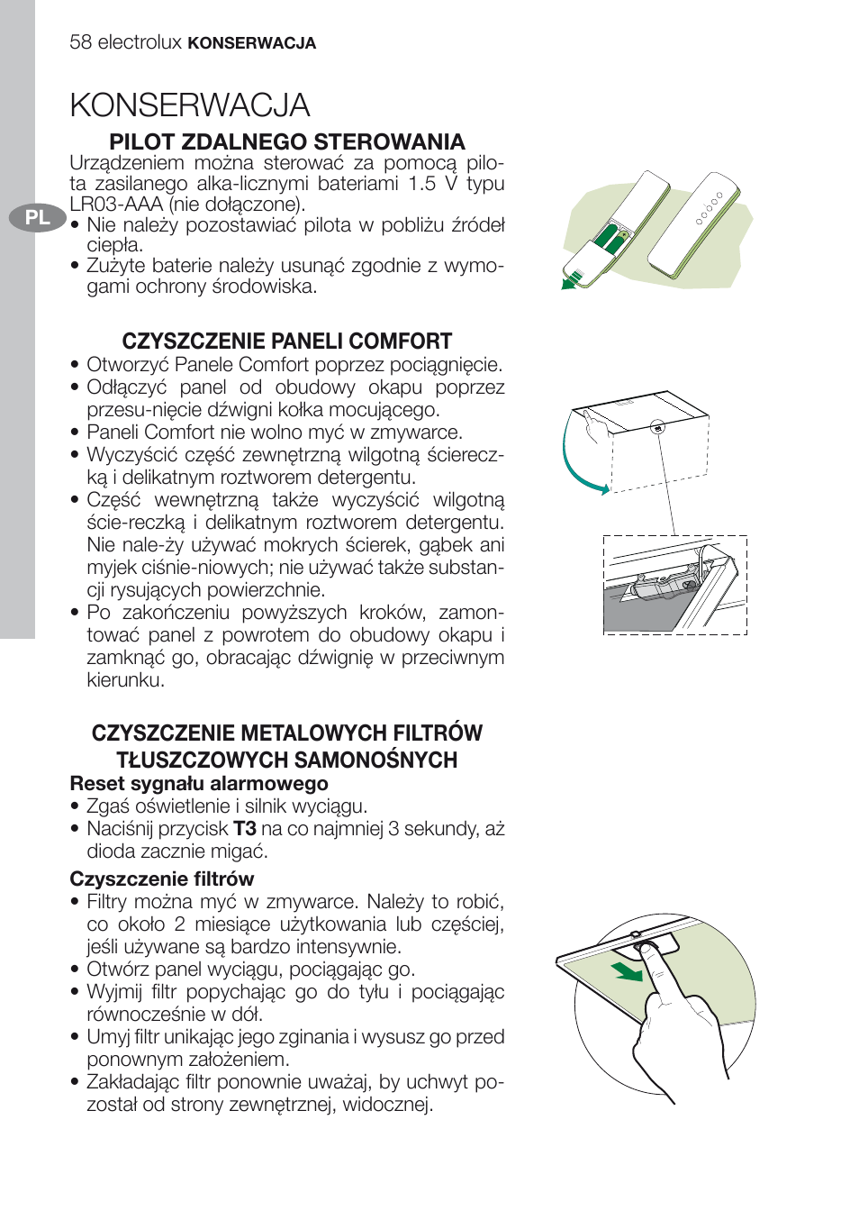 Konserwacja | Electrolux EFG60750X User Manual | Page 58 / 62