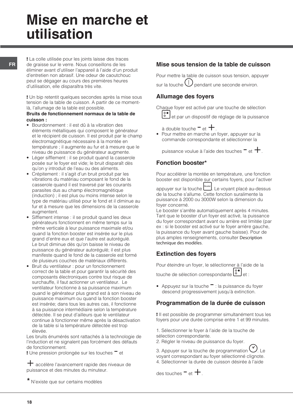 Mise en marche et utilisation | Hotpoint Ariston KIC 644 C User Manual | Page 18 / 84