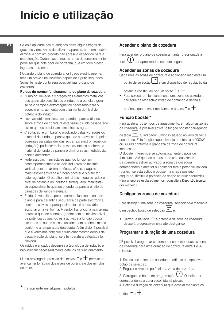 Início e utilização | Hotpoint Ariston KIC 644 C User Manual | Page 36 / 84