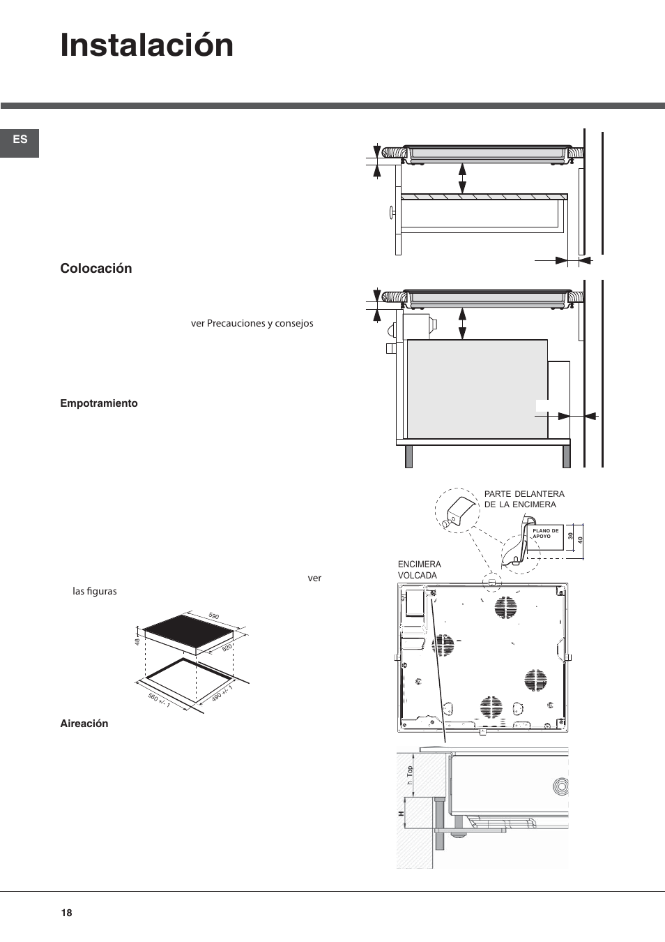 Instalación, Colocación | Hotpoint Ariston KRM 640 C User Manual | Page 18 / 76