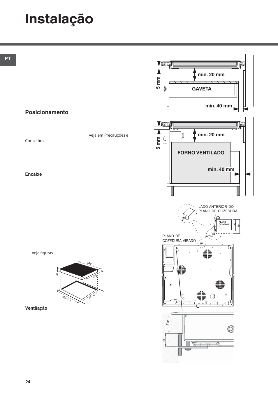 Instalação, Posicionamento | Hotpoint Ariston KRM 640 C User Manual | Page 24 / 76