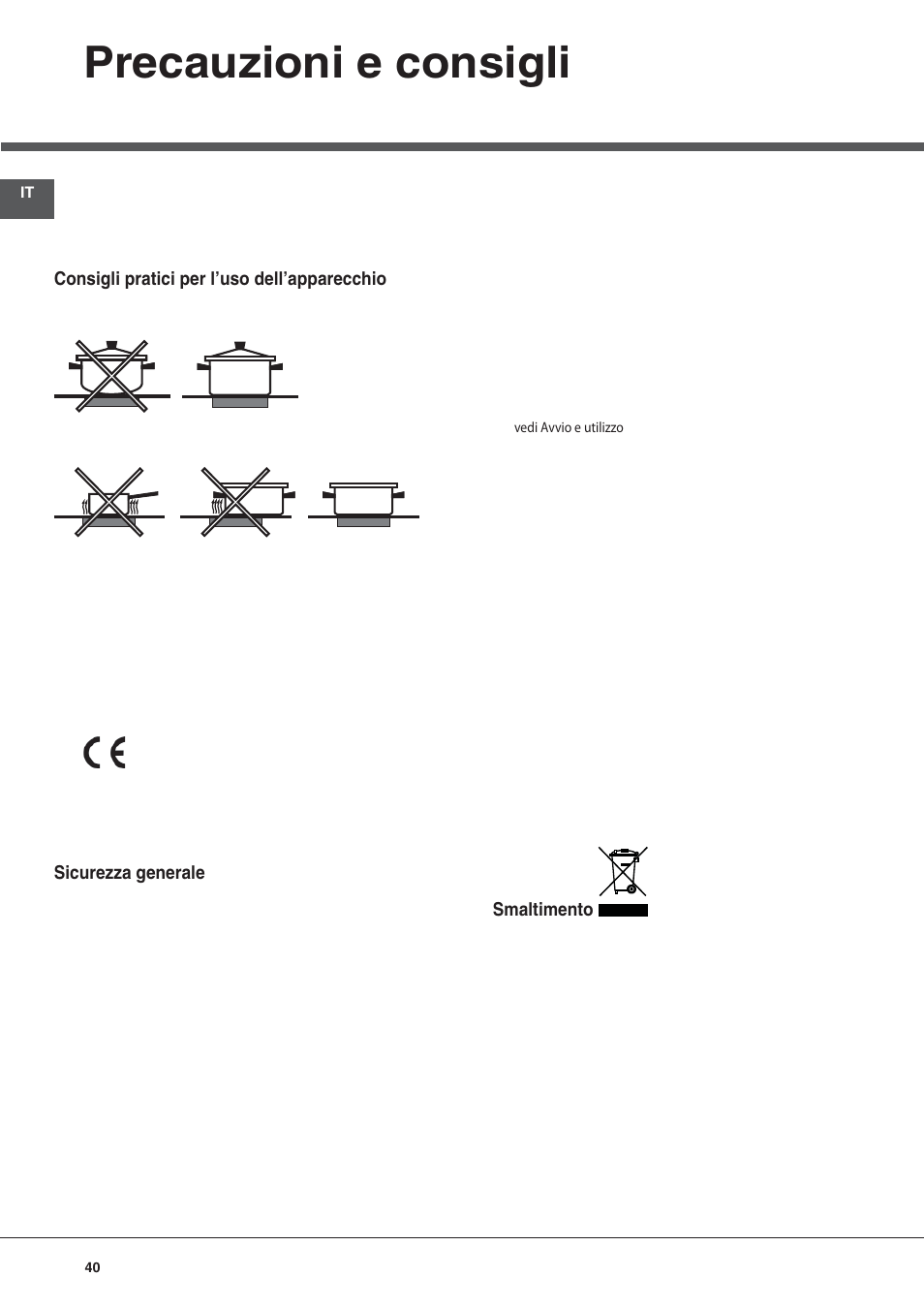 Precauzioni e consigli | Hotpoint Ariston KRM 640 C User Manual | Page 40 / 76