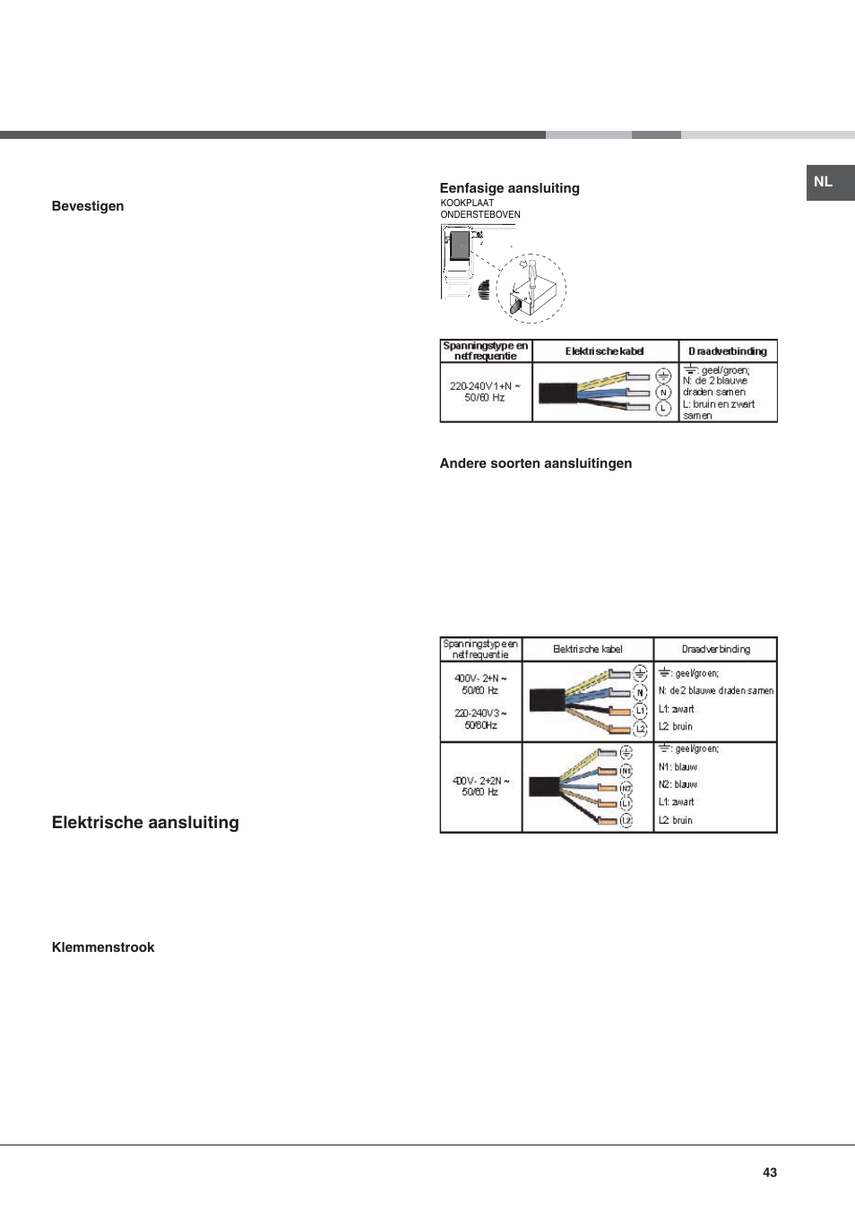 Elektrische aansluiting | Hotpoint Ariston KRM 640 C User Manual | Page 43 / 76