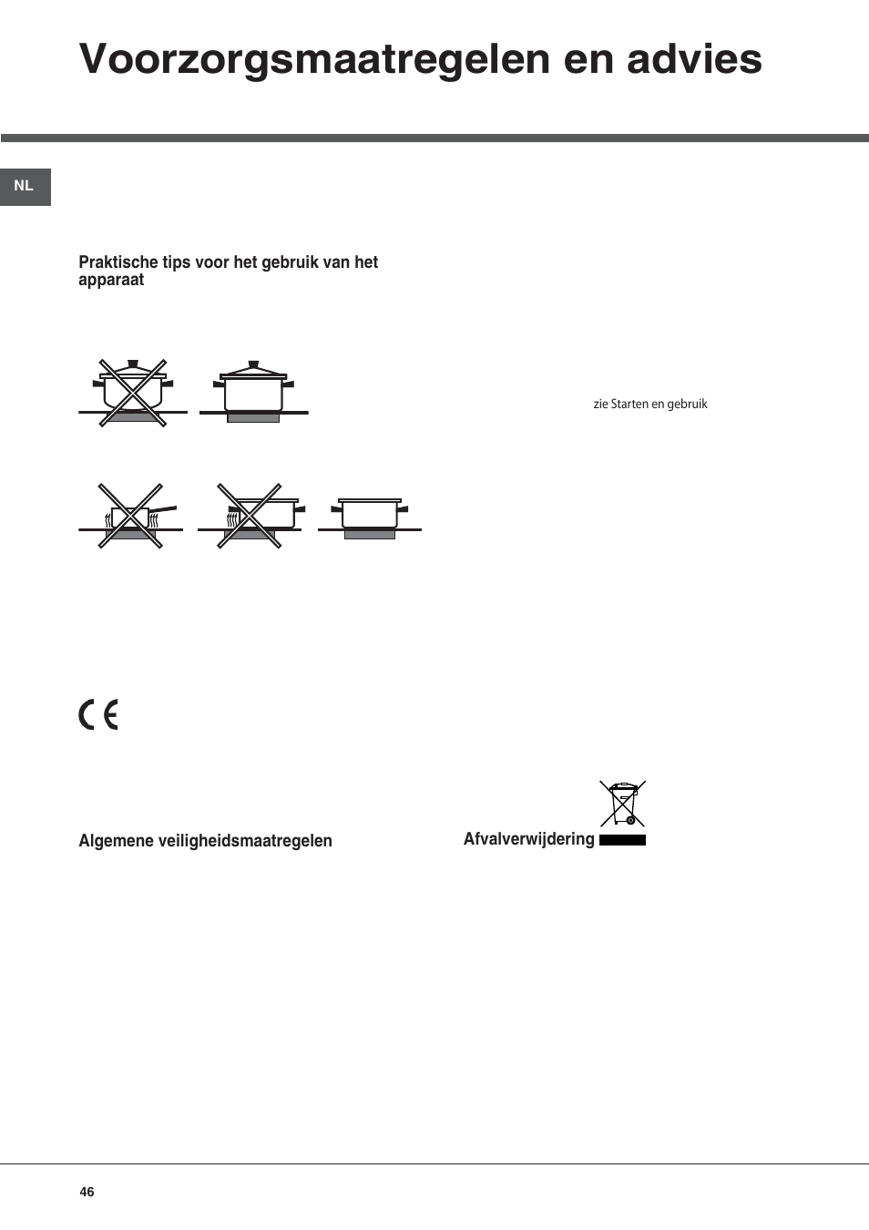 Voorzorgsmaatregelen en advies | Hotpoint Ariston KRM 640 C User Manual | Page 46 / 76