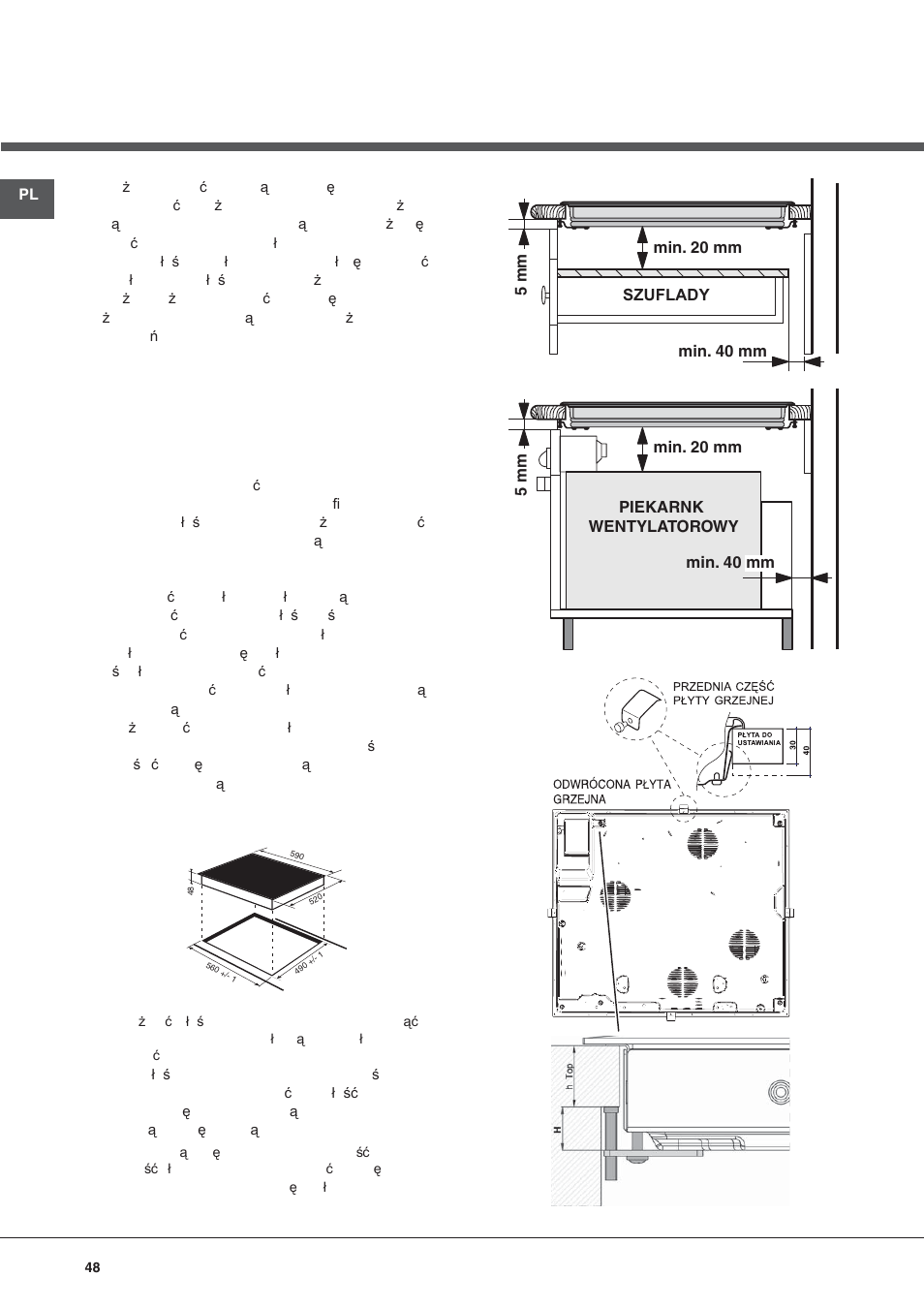 Instalacja, Ustawienie | Hotpoint Ariston KRM 640 C User Manual | Page 48 / 76