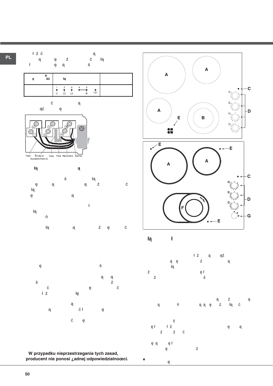 Opis urzadzenia, Wáączenie páyty ze szklanej ceramiki | Hotpoint Ariston KRM 640 C User Manual | Page 50 / 76