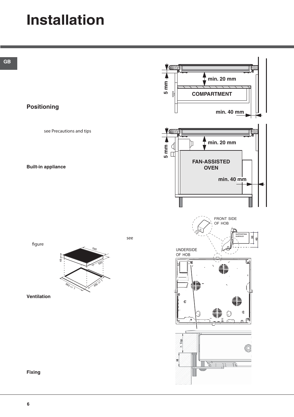 Installation, Positioning | Hotpoint Ariston KRM 640 C User Manual | Page 6 / 76