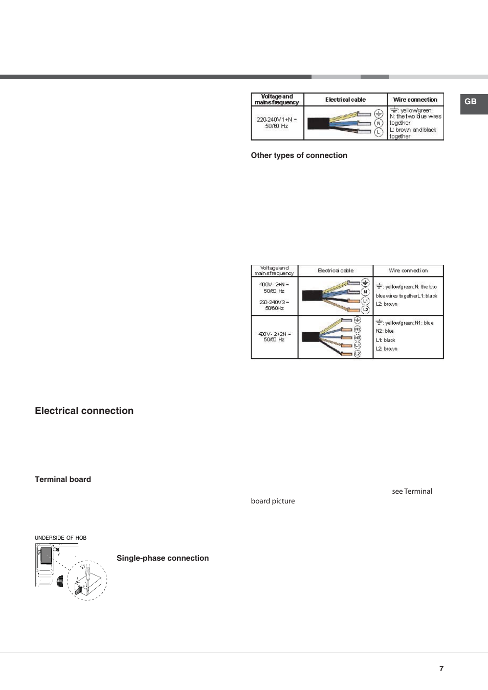 Electrical connection | Hotpoint Ariston KRM 640 C User Manual | Page 7 / 76