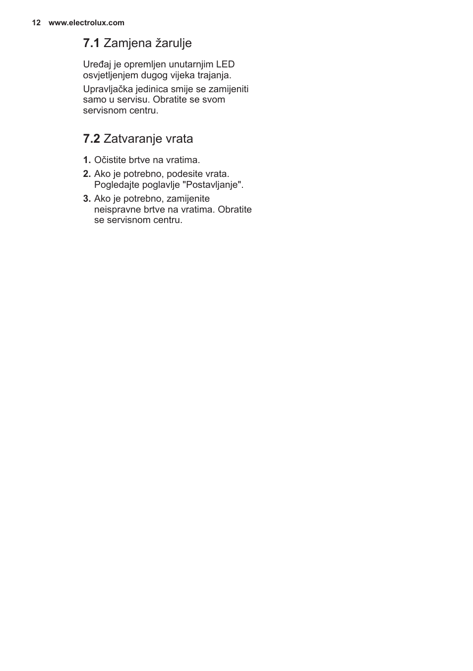 1 zamjena žarulje, 2 zatvaranje vrata | Electrolux EN2401AOX User Manual | Page 12 / 128