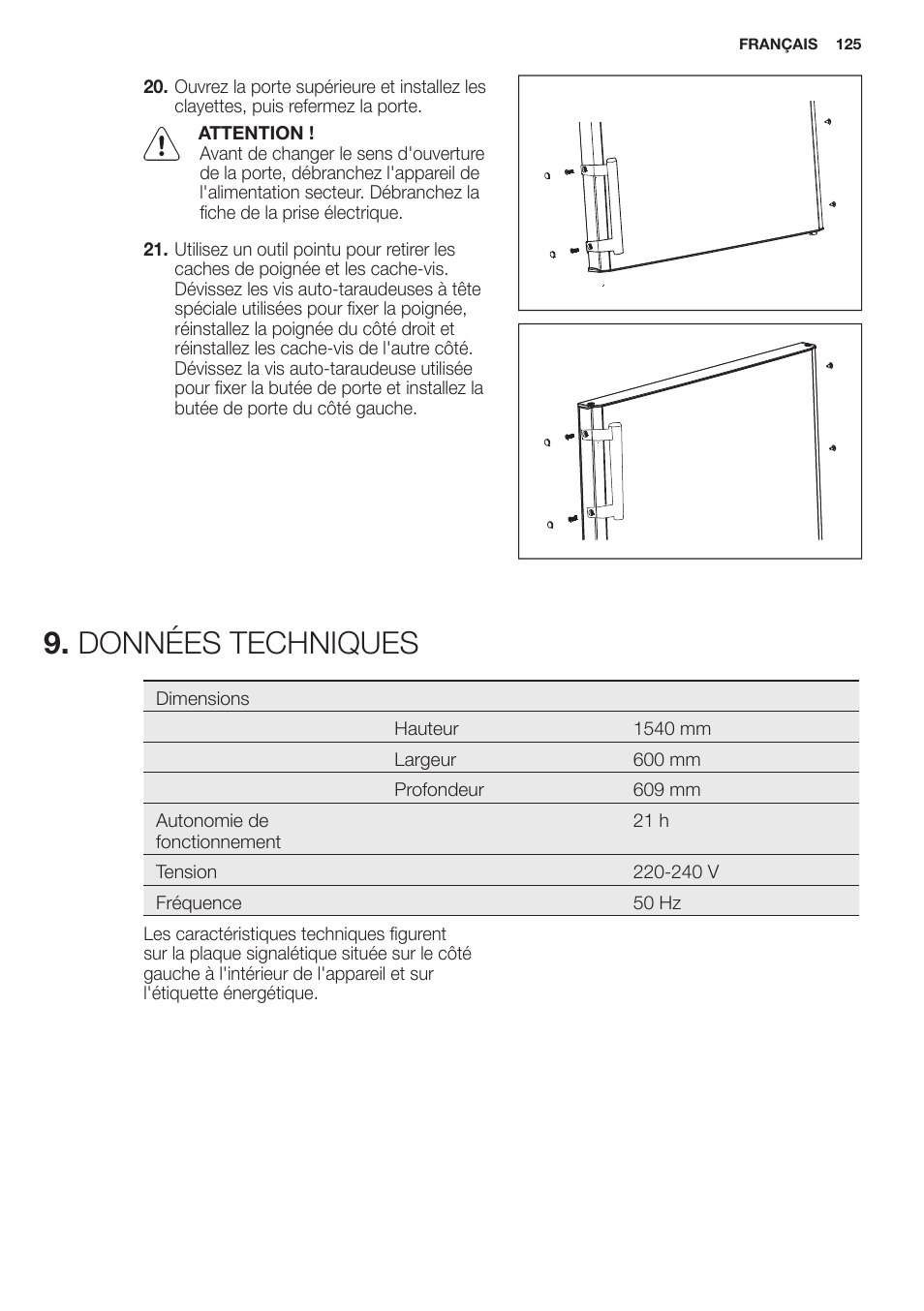 Données techniques | Electrolux EN2401AOX User Manual | Page 125 / 128