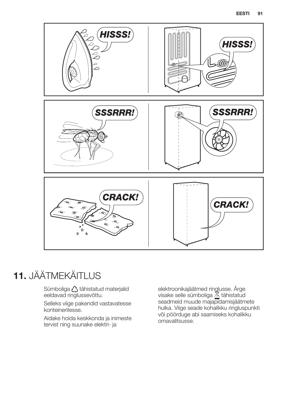 Jäätmekäitlus | Electrolux EN2401AOX User Manual | Page 91 / 128