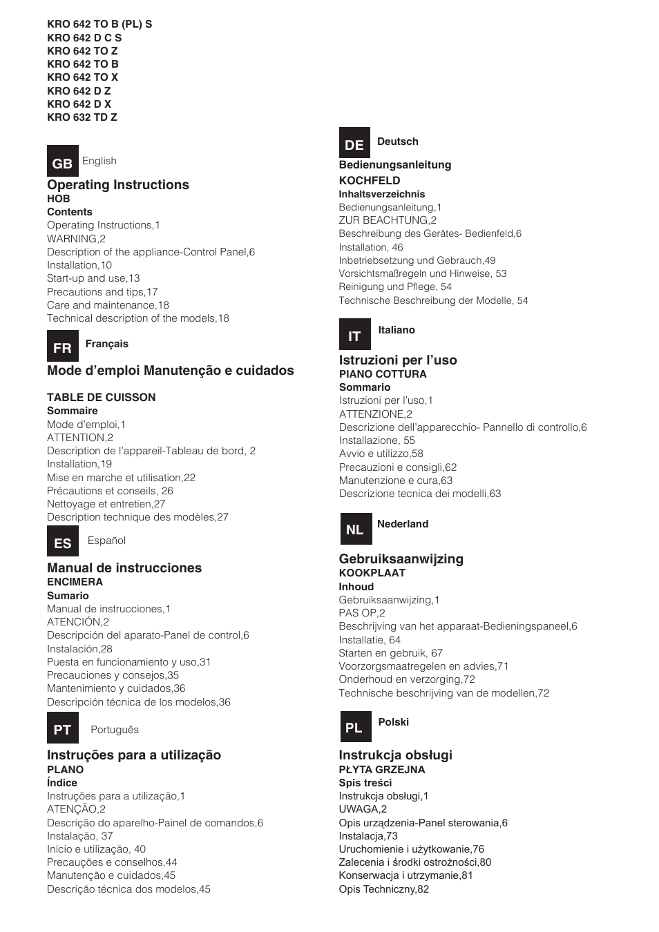 Hotpoint Ariston KRO 642 TO B User Manual | 84 pages