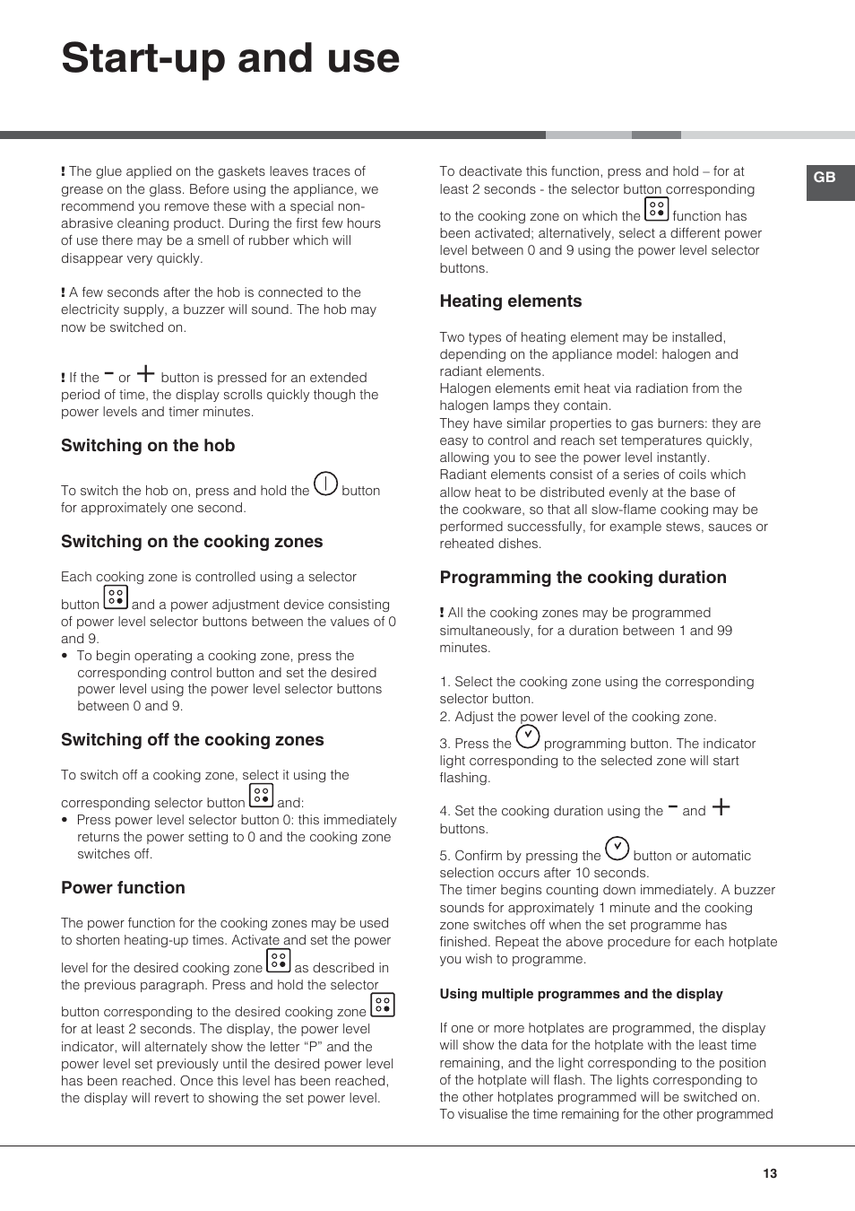 Start-up and use | Hotpoint Ariston KRO 642 TO B User Manual | Page 13 / 84