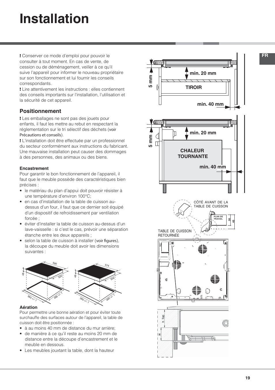 Bez nazwy-3, Installation, Positionnement | Hotpoint Ariston KRO 642 TO B User Manual | Page 19 / 84