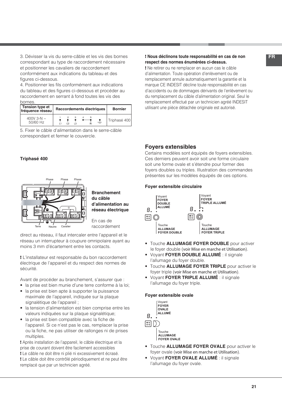 Foyers extensibles | Hotpoint Ariston KRO 642 TO B User Manual | Page 21 / 84