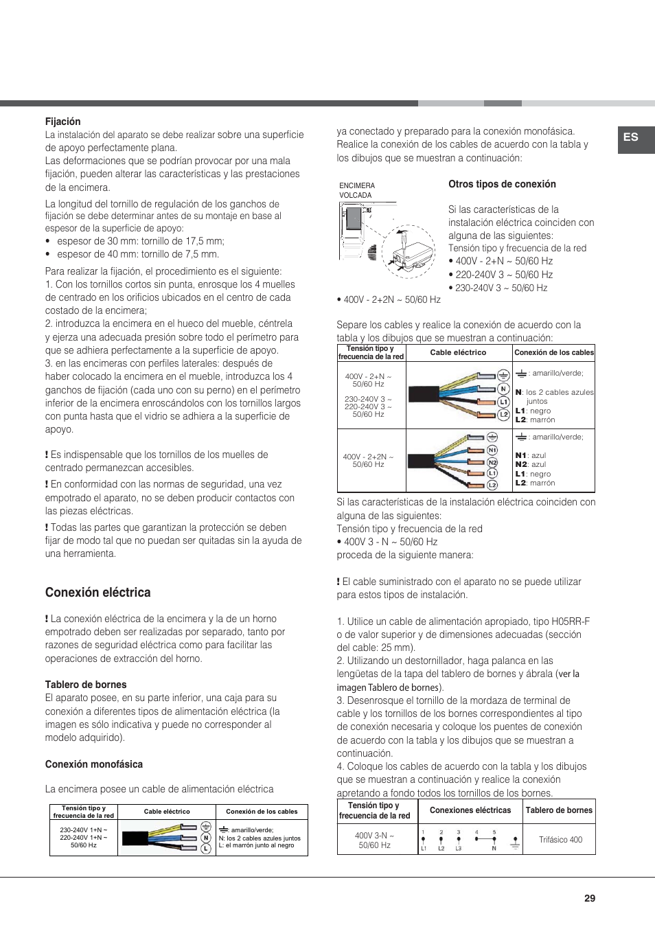 Conexión eléctrica | Hotpoint Ariston KRO 642 TO B User Manual | Page 29 / 84
