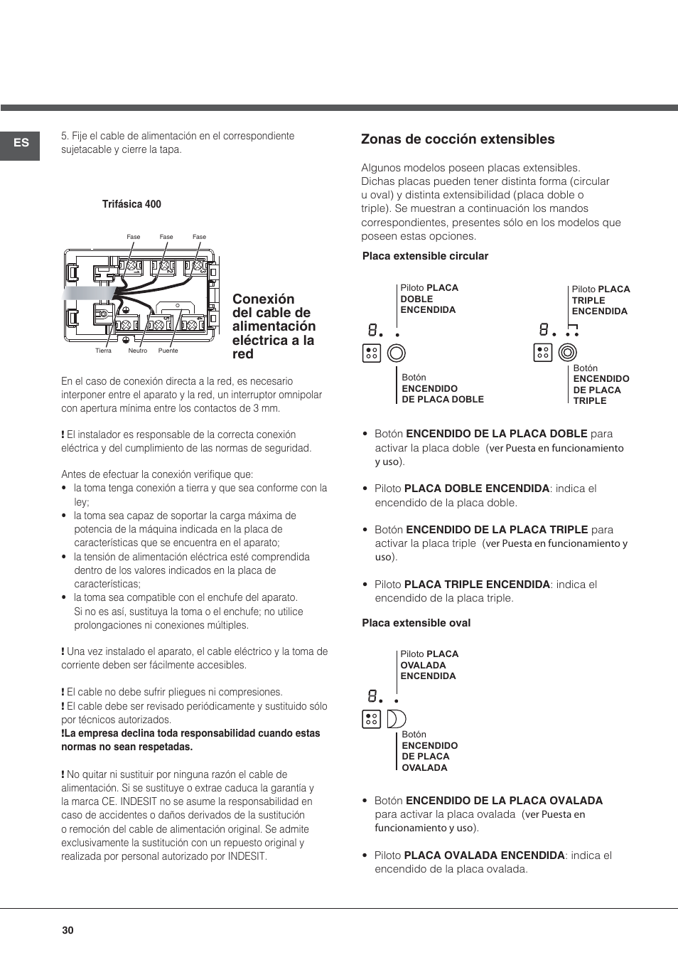 Zonas de cocción extensibles | Hotpoint Ariston KRO 642 TO B User Manual | Page 30 / 84