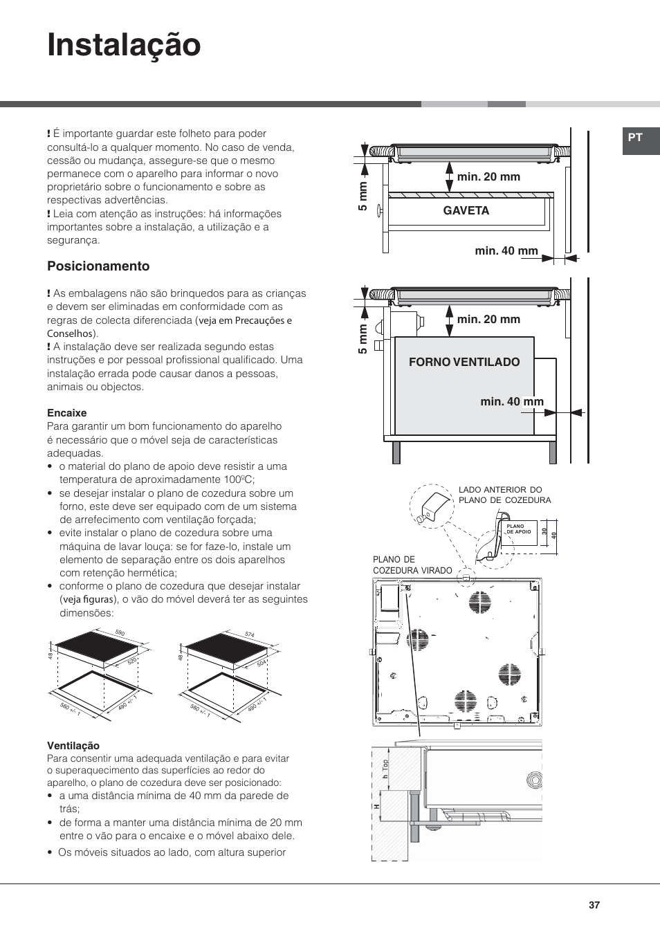 Bez nazwy-5, Instalação, Posicionamento | Hotpoint Ariston KRO 642 TO B User Manual | Page 37 / 84