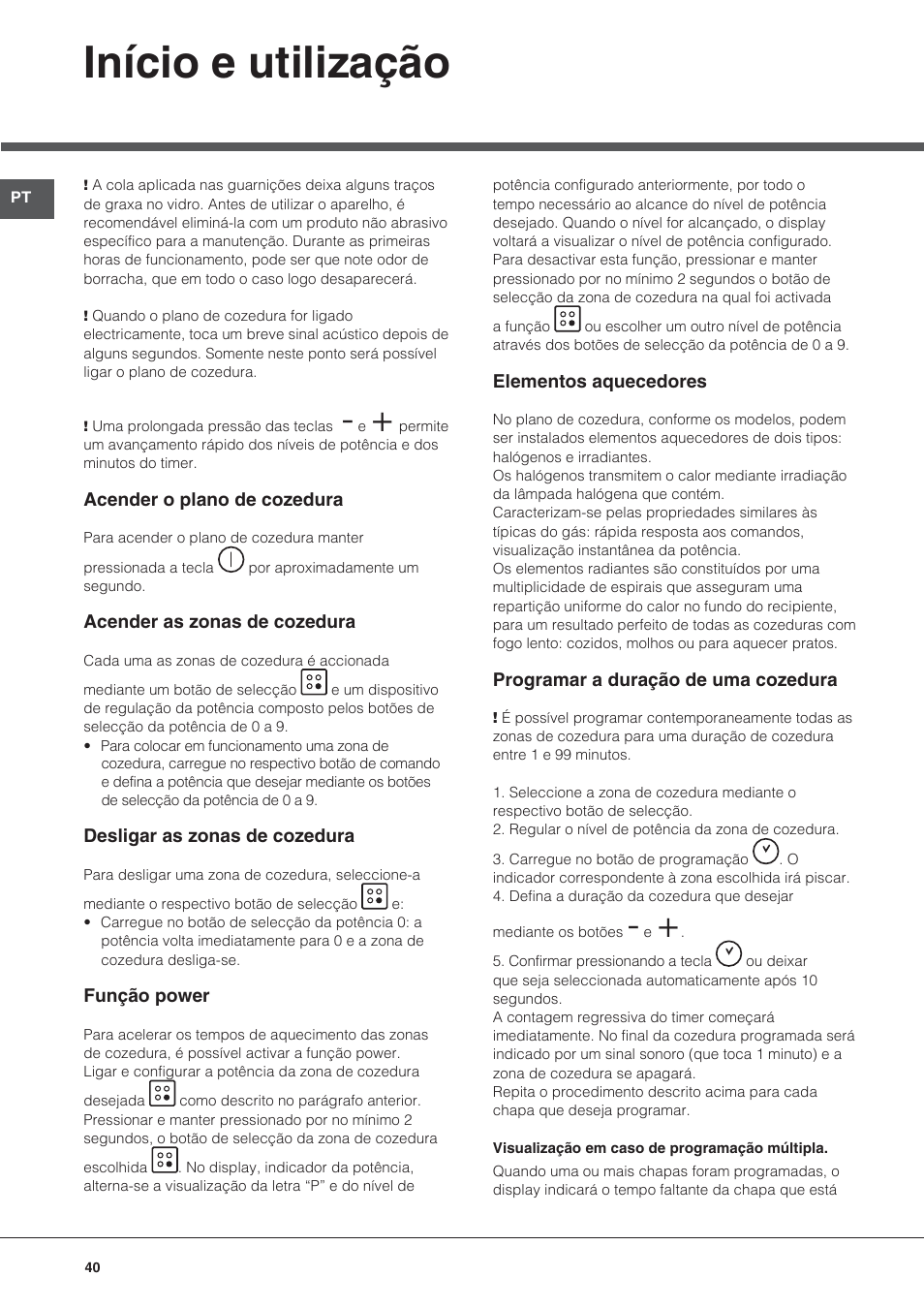 Início e utilização | Hotpoint Ariston KRO 642 TO B User Manual | Page 40 / 84