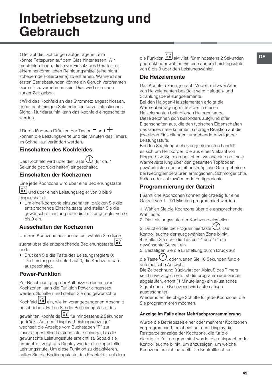 Inbetriebsetzung und gebrauch | Hotpoint Ariston KRO 642 TO B User Manual | Page 49 / 84
