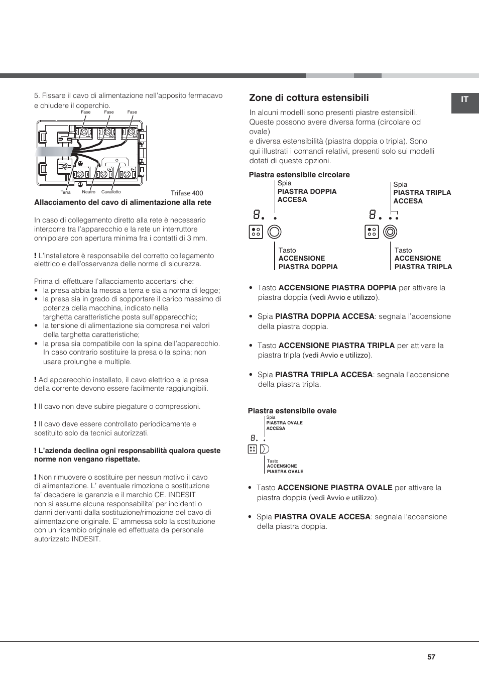 Zone di cottura estensibili | Hotpoint Ariston KRO 642 TO B User Manual | Page 57 / 84