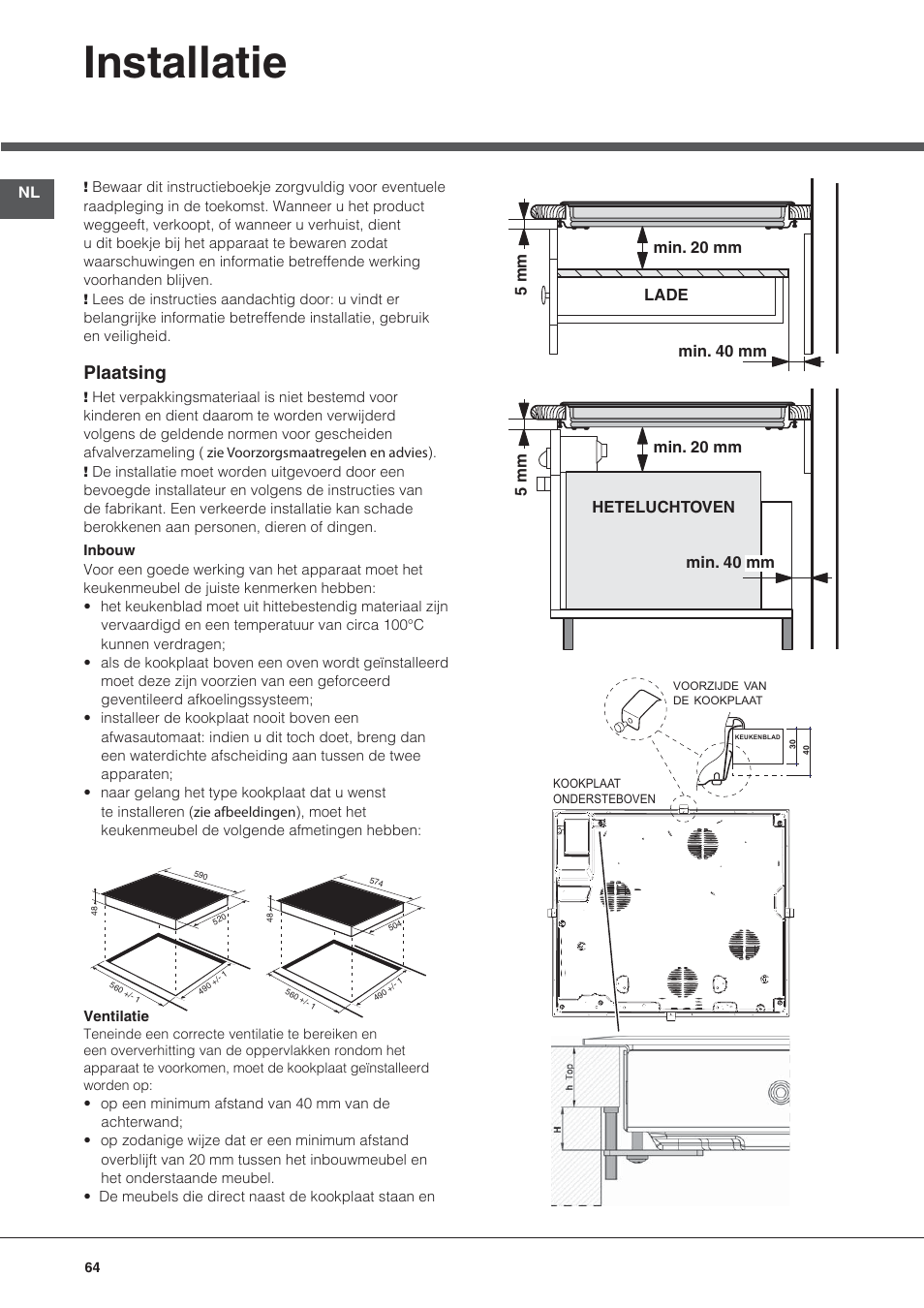 Bez nazwy-8, Installatie, Plaatsing | Hotpoint Ariston KRO 642 TO B User Manual | Page 64 / 84