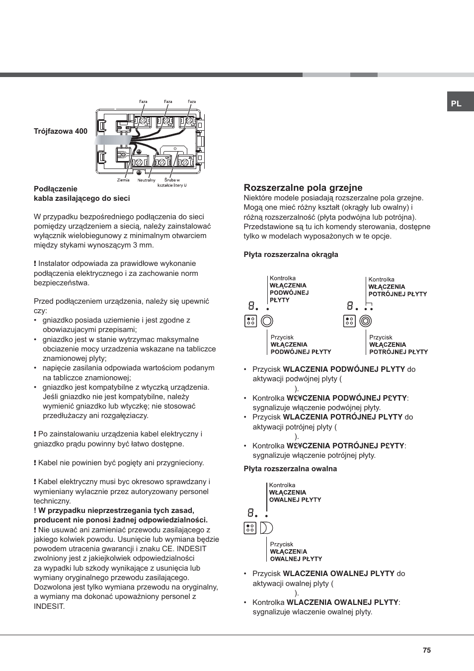 Rozszerzalne pola grzejne | Hotpoint Ariston KRO 642 TO B User Manual | Page 75 / 84