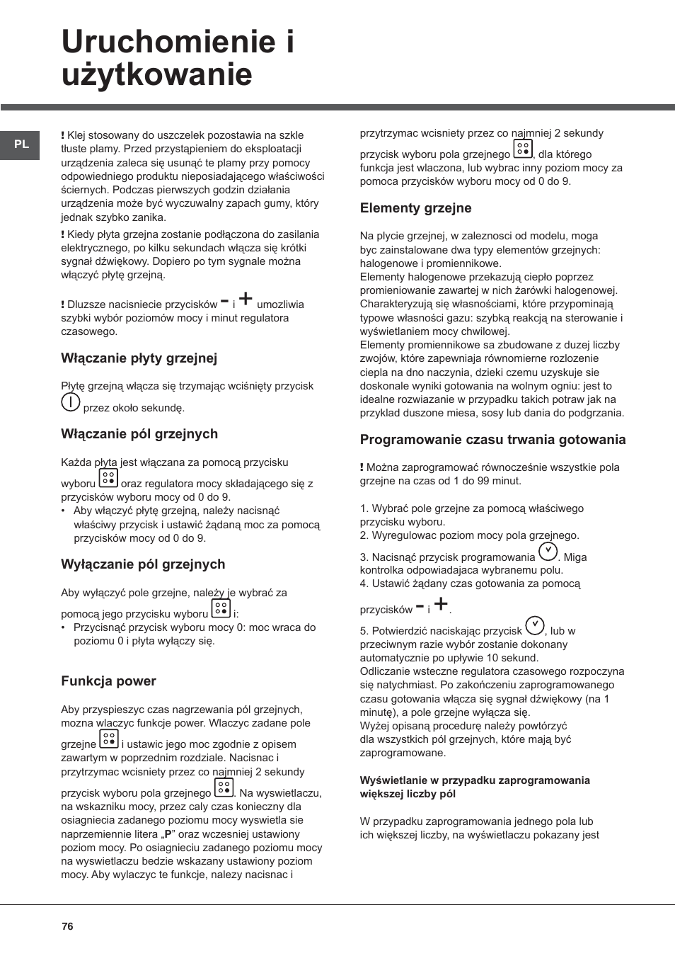 Uruchomienie i użytkowanie | Hotpoint Ariston KRO 642 TO B User Manual | Page 76 / 84