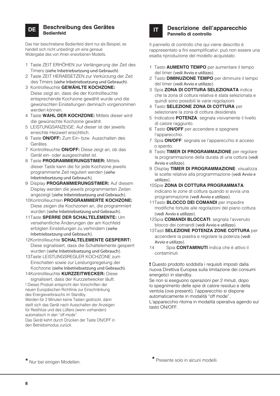 It de beschreibung des gerätes, Descrizione dell’apparecchio | Hotpoint Ariston KRO 642 TO B User Manual | Page 8 / 84