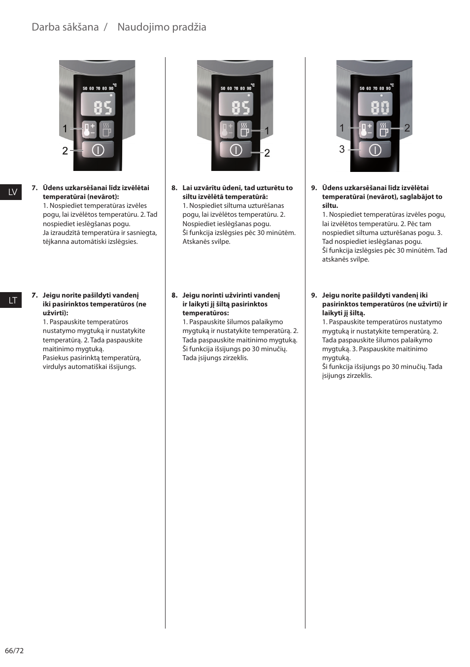 Darba sākšana / naudojimo pradžia | Electrolux EEWA7500 User Manual | Page 66 / 72