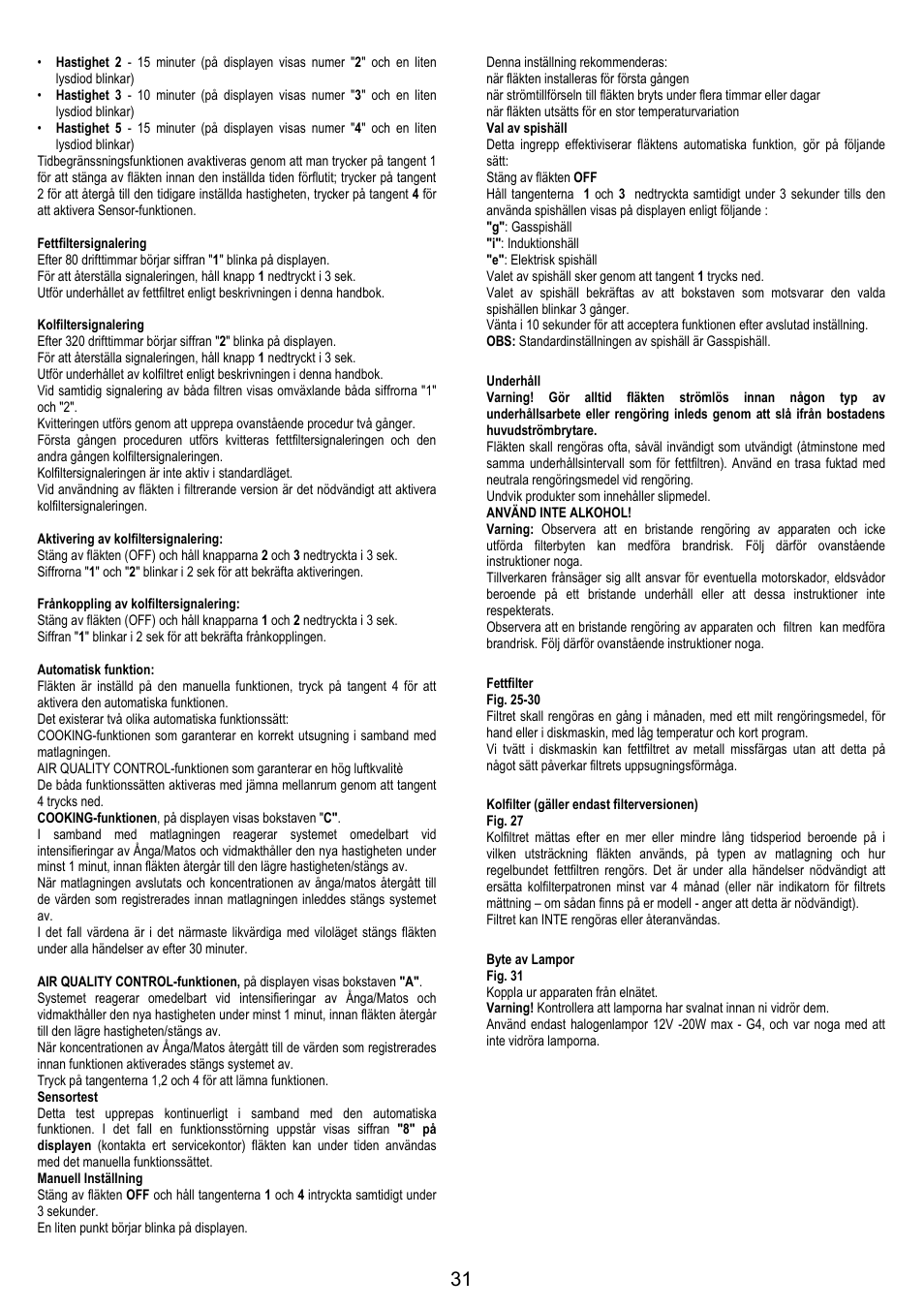 Electrolux EFA90600X User Manual | Page 31 / 84