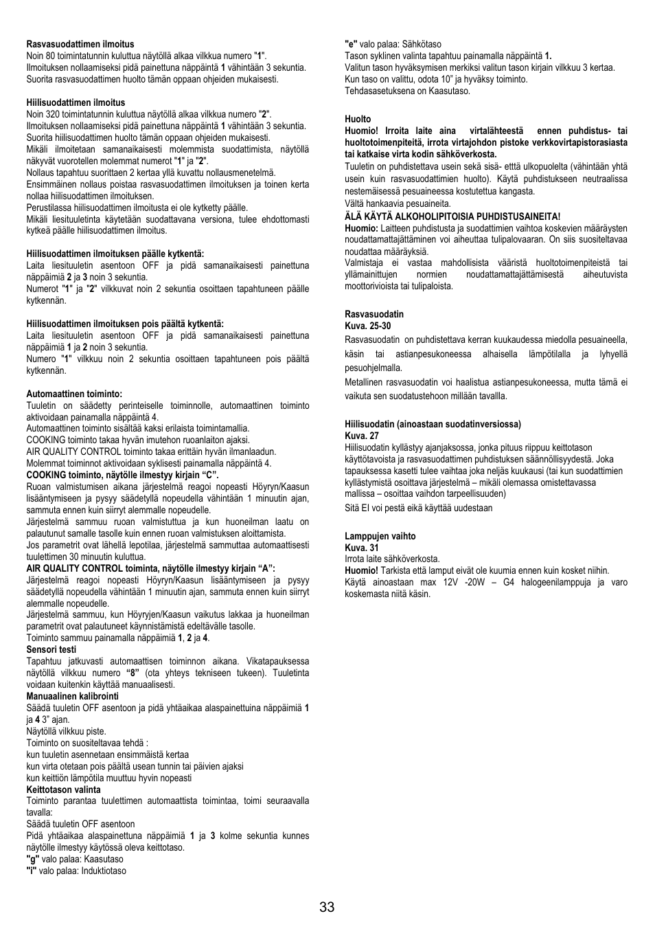 Electrolux EFA90600X User Manual | Page 33 / 84