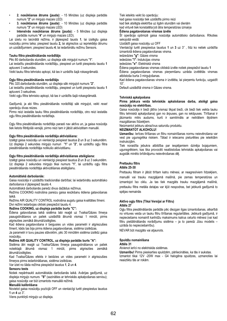Electrolux EFA90600X User Manual | Page 62 / 84