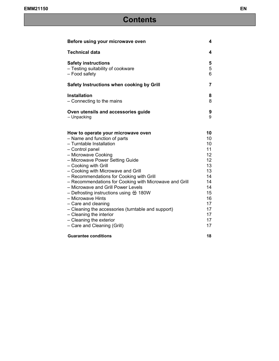 Electrolux EMM21150W User Manual | Page 3 / 180