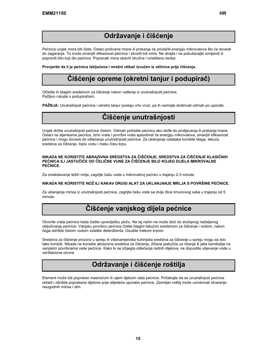 Electrolux EMM21150W User Manual | Page 31 / 180