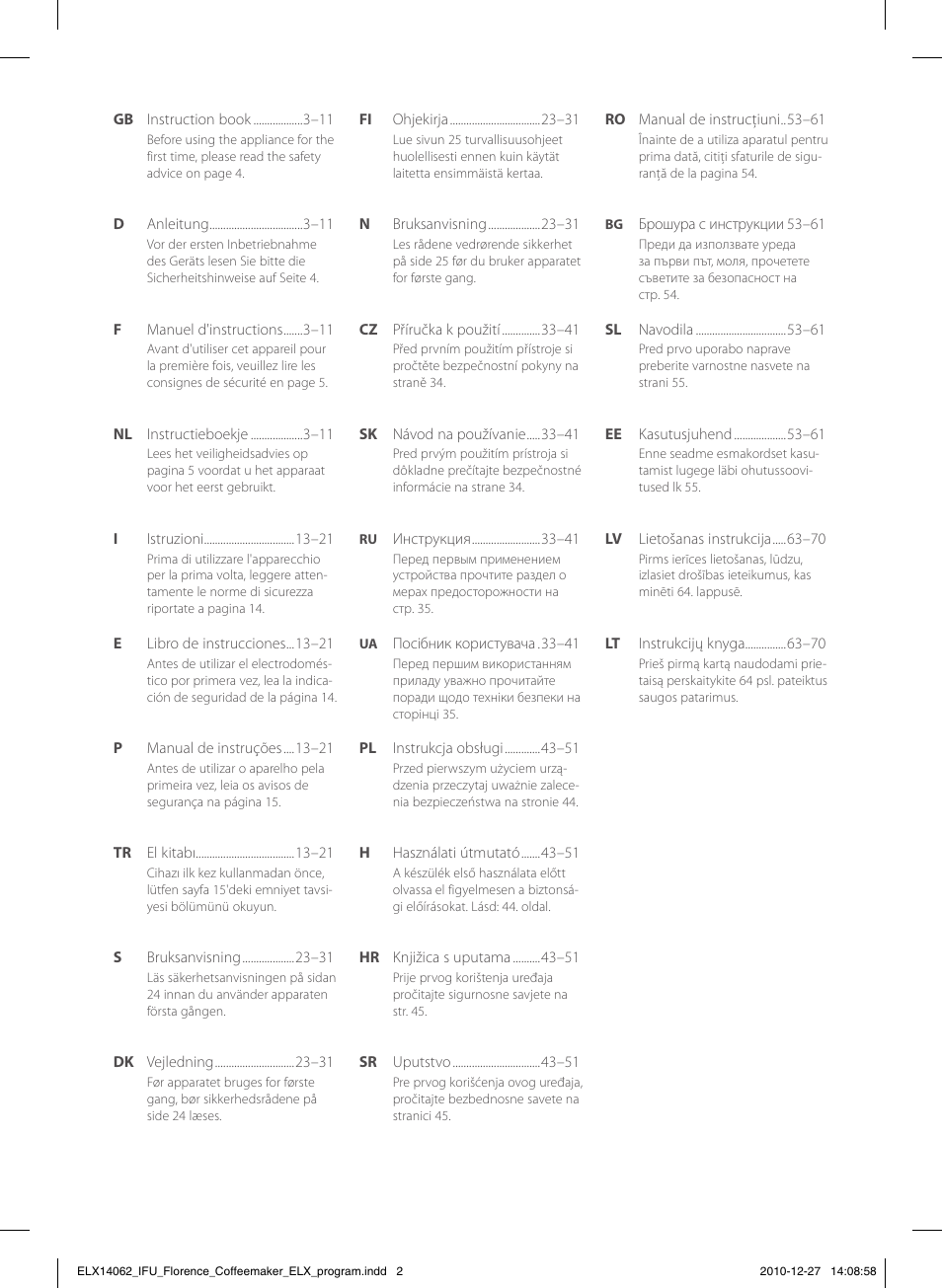 Electrolux EKF5220 User Manual | Page 2 / 72