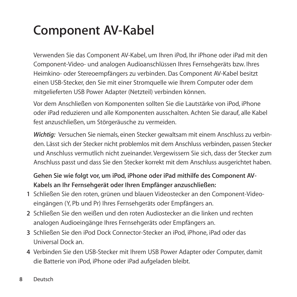 Component av-kabel | Apple Cable de AV por componentes User Manual | Page 8 / 16