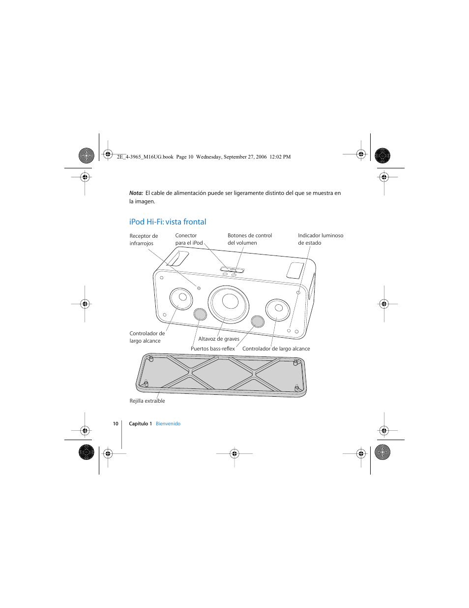 Ipod hi-fi: vista frontal | Apple iPod Hi-Fi User Manual | Page 10 / 102