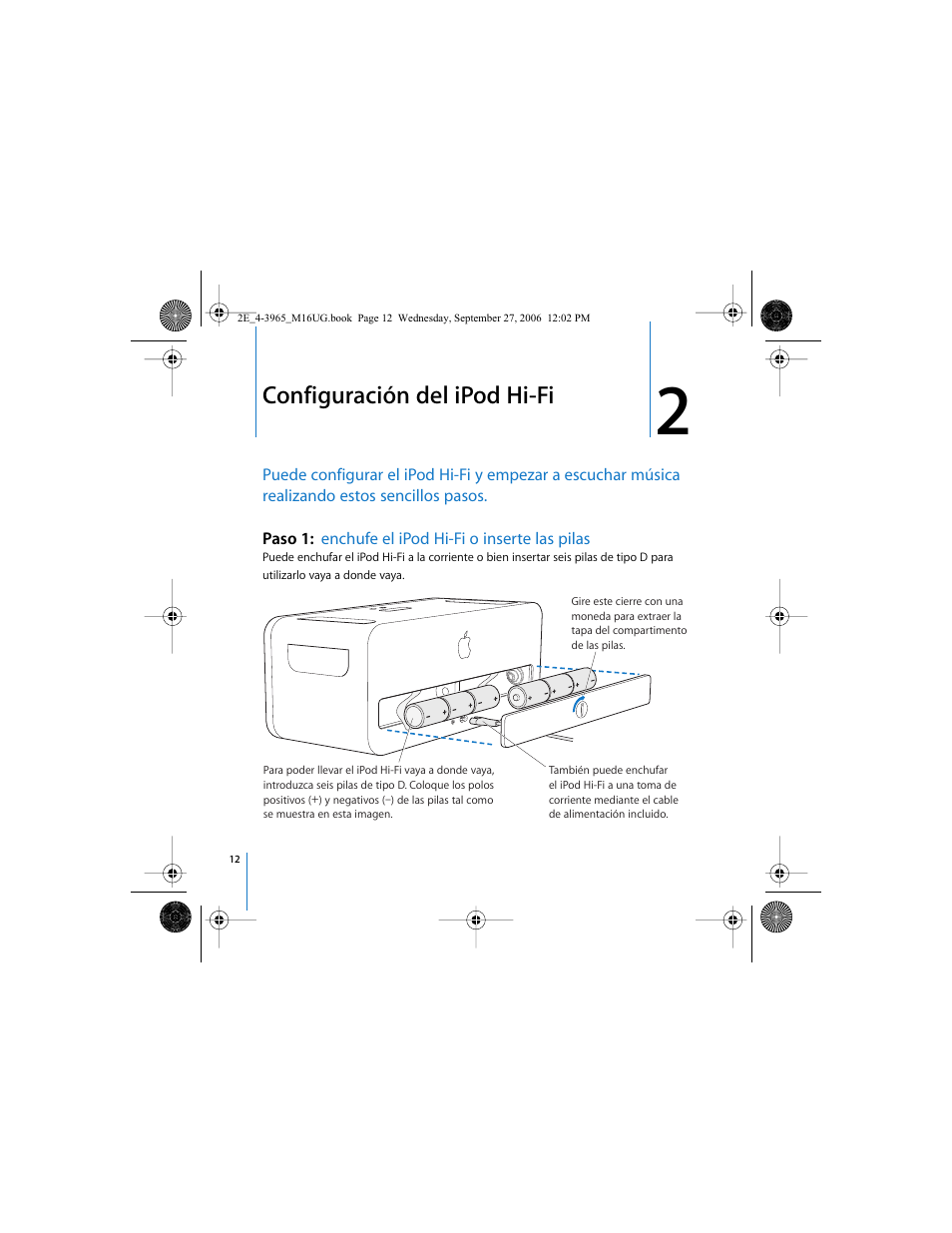 Configuración del ipod hi-fi | Apple iPod Hi-Fi User Manual | Page 12 / 102