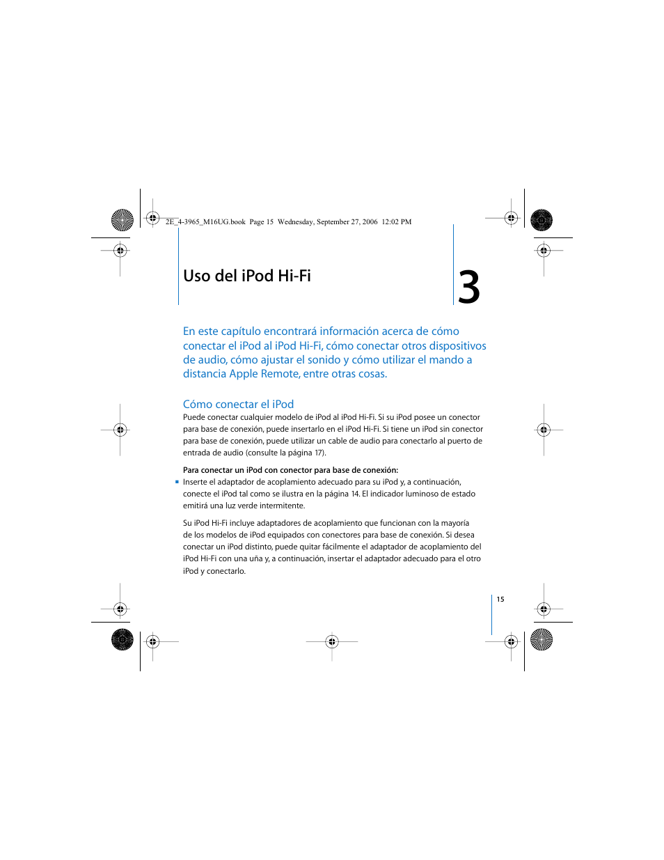 Uso del ipod hi-fi | Apple iPod Hi-Fi User Manual | Page 15 / 102