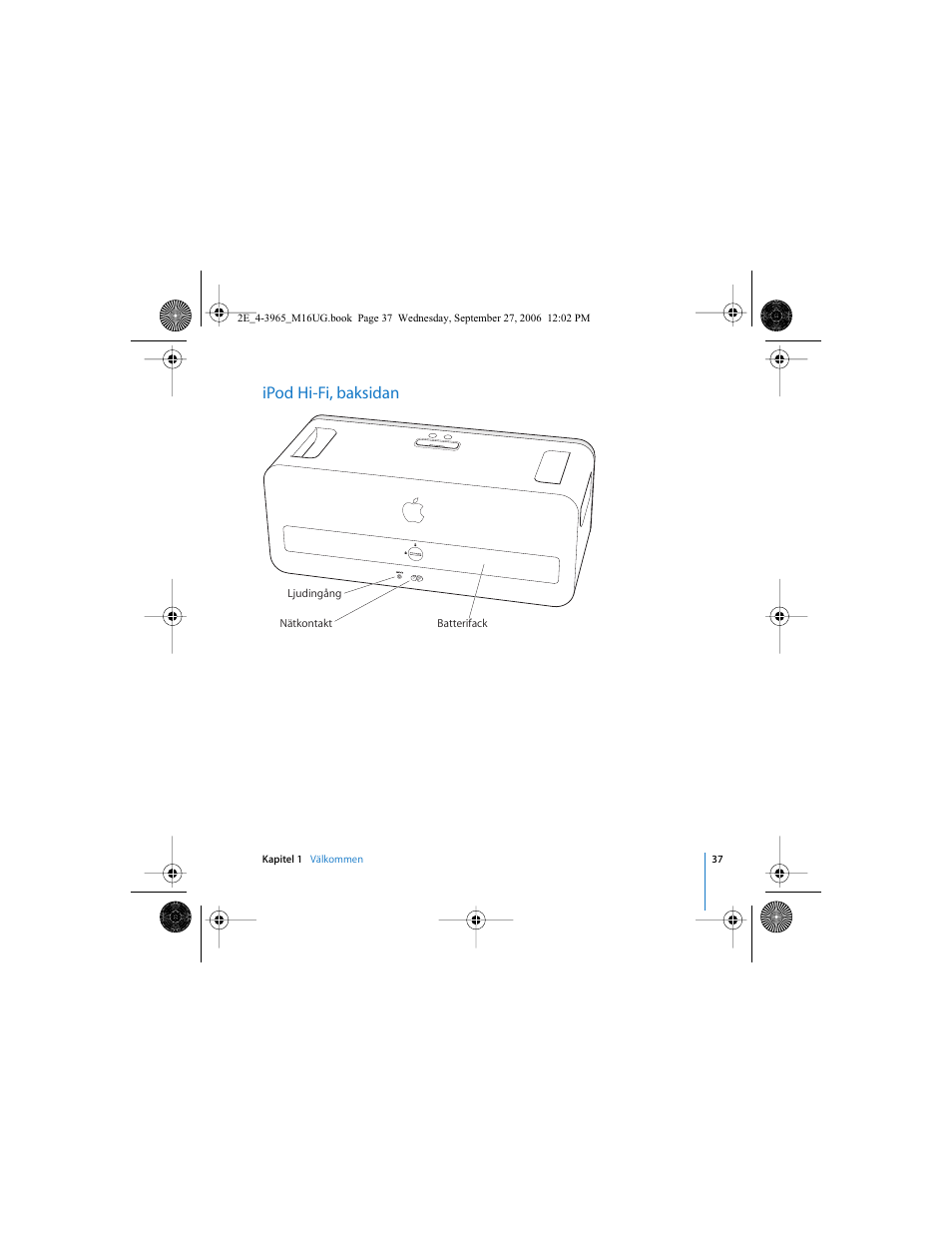 Ipod hi-fi, baksidan | Apple iPod Hi-Fi User Manual | Page 37 / 102
