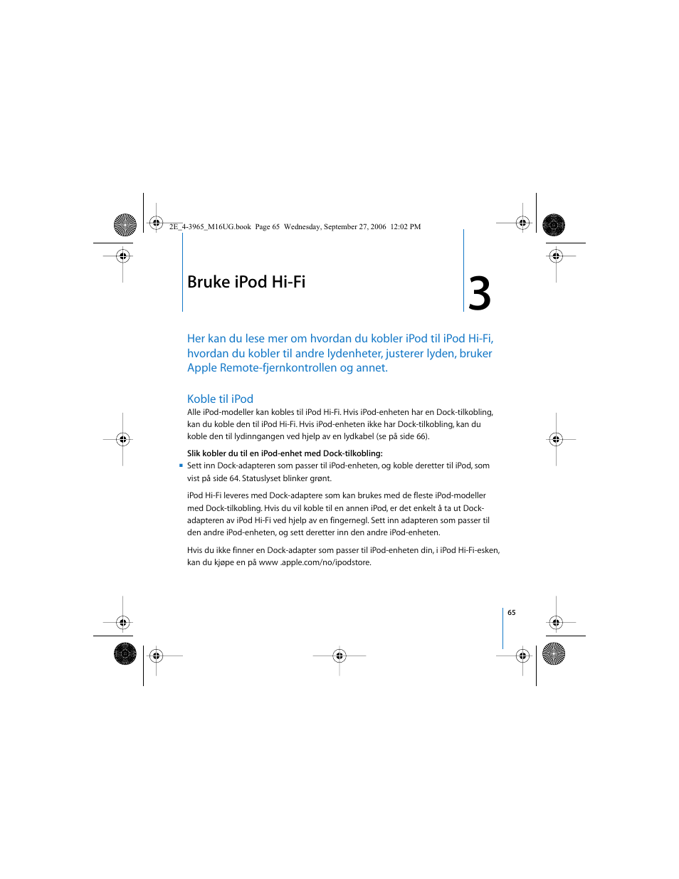 Bruke ipod hi-fi | Apple iPod Hi-Fi User Manual | Page 65 / 102
