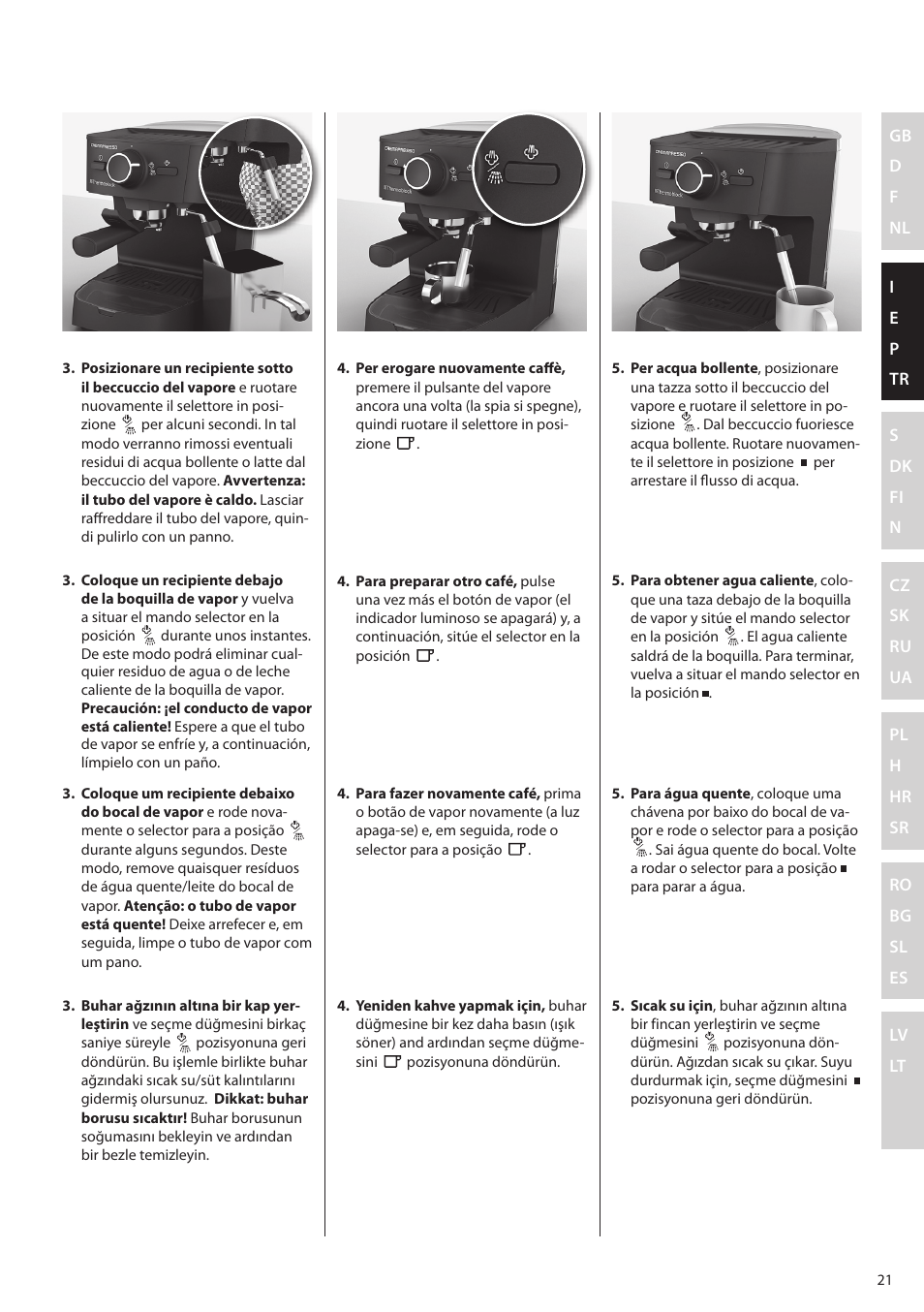 Otras características, Ek özellikler | Electrolux EEA255 User Manual | Page 21 / 88