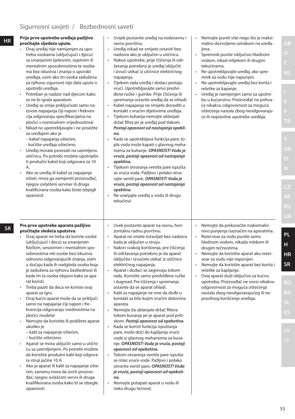 Sigurnosni savjeti, Bezbednosni saveti | Electrolux EEA255 User Manual | Page 53 / 88