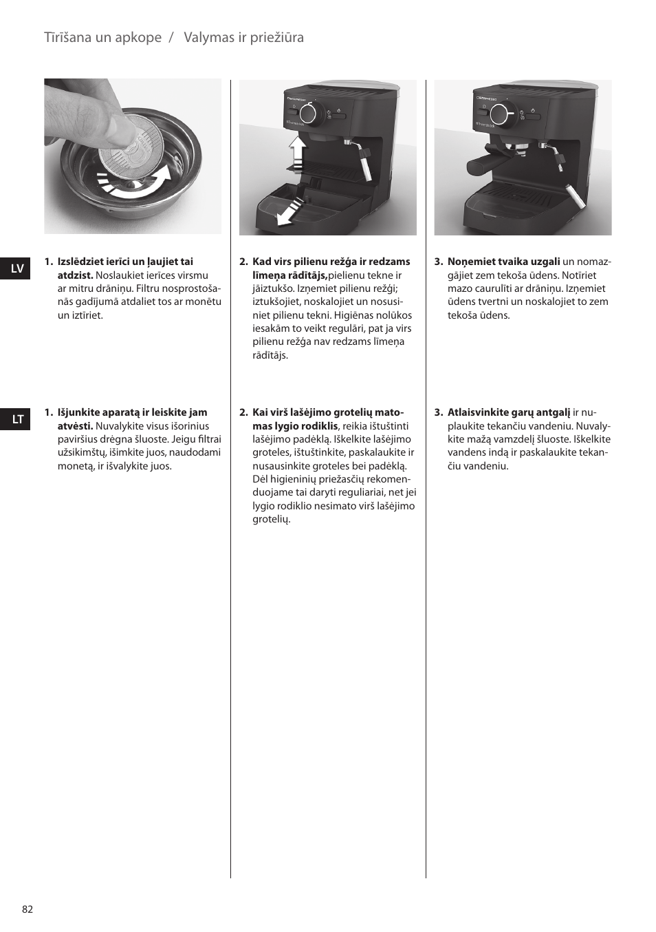 Tīrīšana un apkope, Valymas ir priežiūra | Electrolux EEA255 User Manual | Page 82 / 88