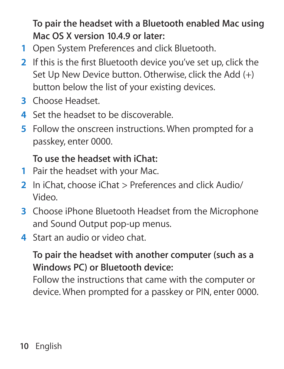 Apple iPhone Bluetooth Headset User Manual | Page 10 / 60