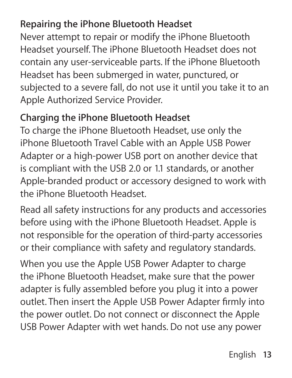 Apple iPhone Bluetooth Headset User Manual | Page 13 / 60