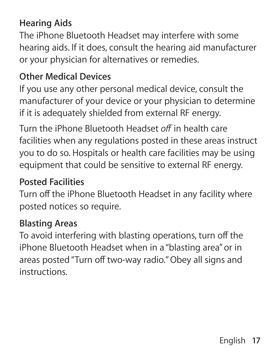 Apple iPhone Bluetooth Headset User Manual | Page 17 / 60