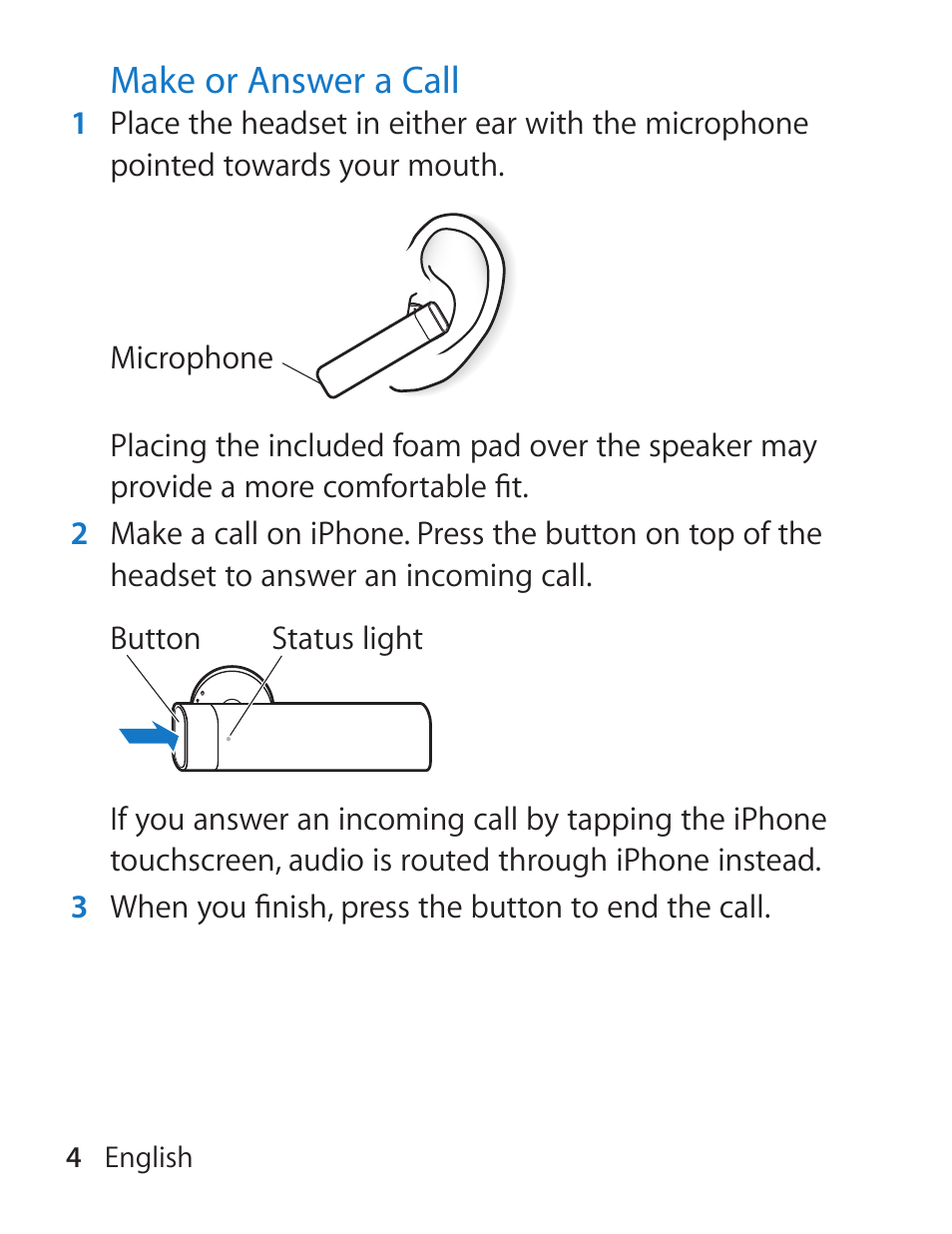 Apple iPhone Bluetooth Headset User Manual | Page 4 / 60