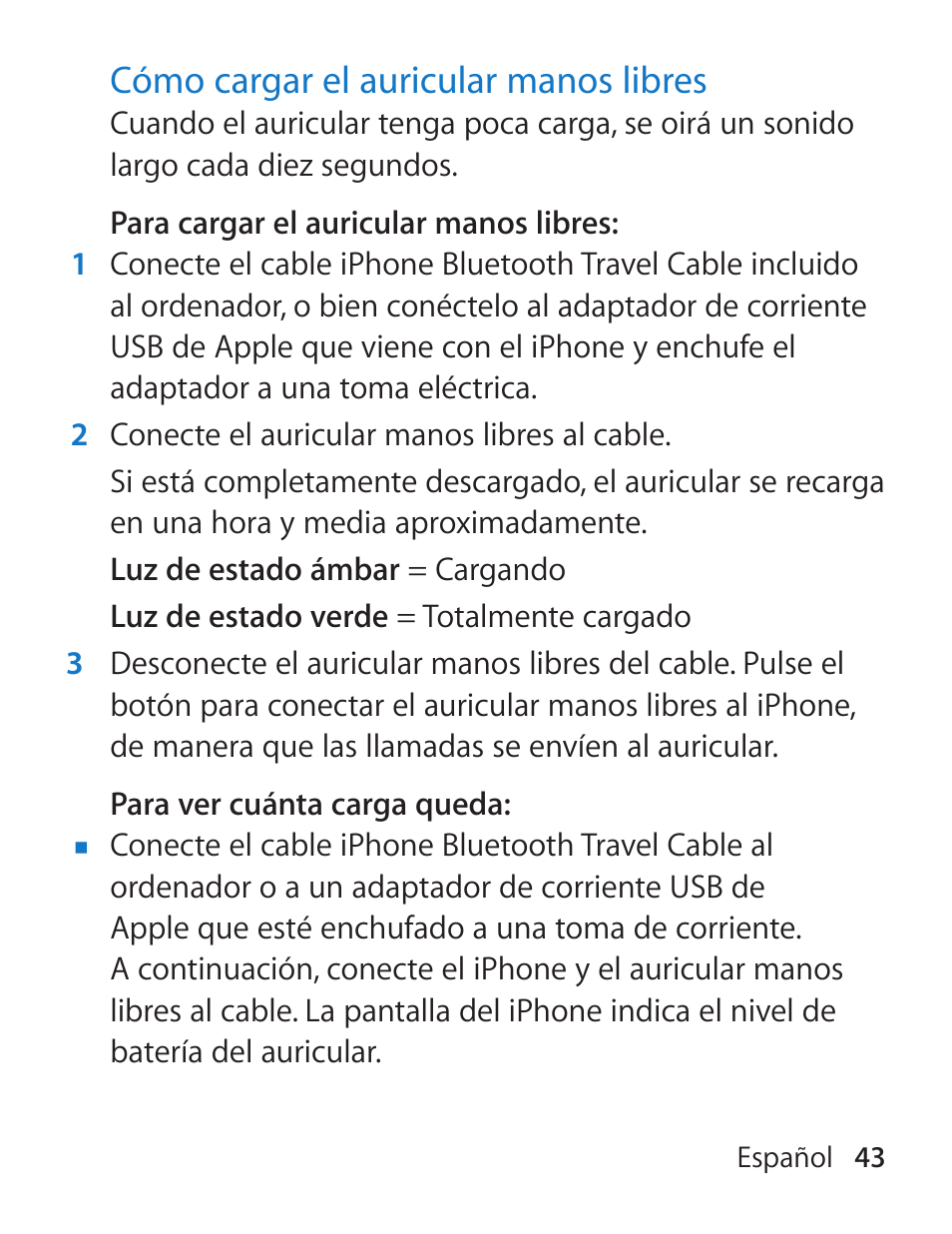 Apple iPhone Bluetooth Headset User Manual | Page 43 / 60